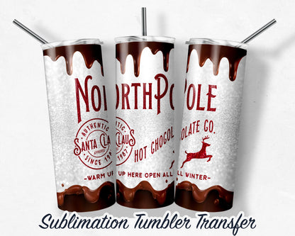 Hot Chocolate -  Sublimation Transfer Print For 20 oz Tumbler - 30 oz Skinny Tumbler - Ready To press - Heat Transfers
