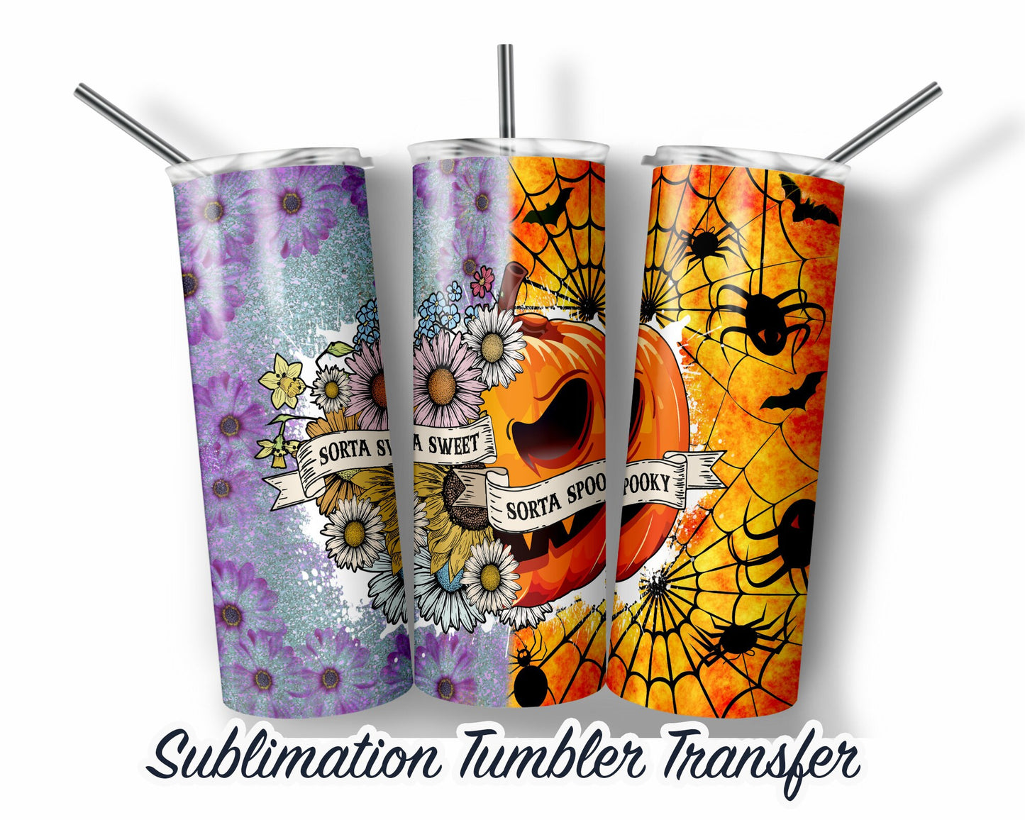 Halloween  Sublimation Transfer Print For 20 oz - 30 oz Skinny Tumbler - Ready To Press