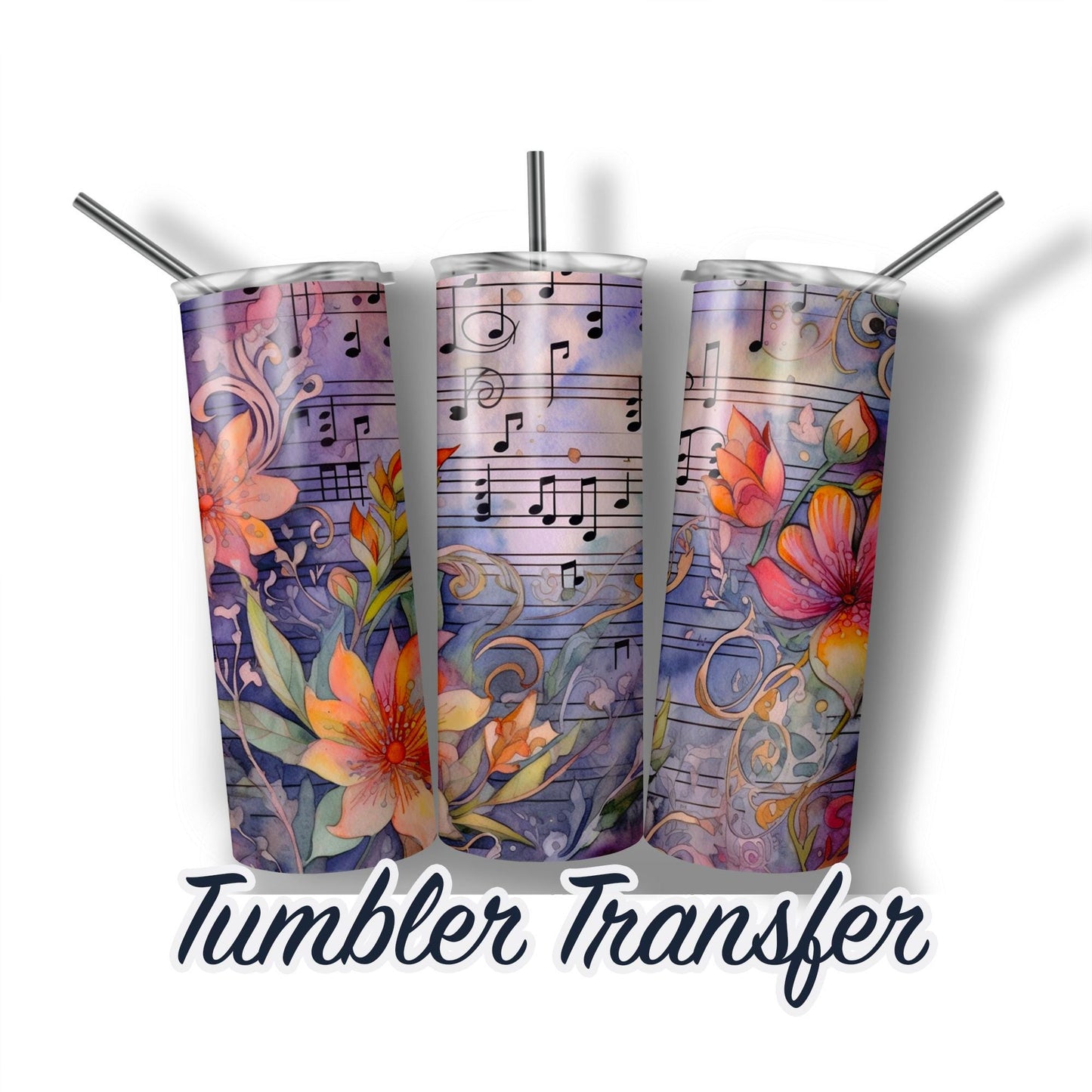 Music Themed Ready to Press Sublimation Transfer Print 20 oz - 30 oz Tumblers  Ships Next Day