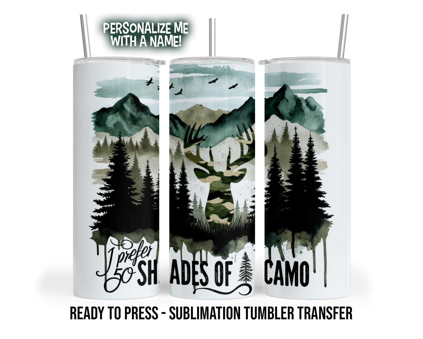 Camo Sublimation Transfer - Ready to Press 20 oz & 30 oz Tumbler Heat Wrap