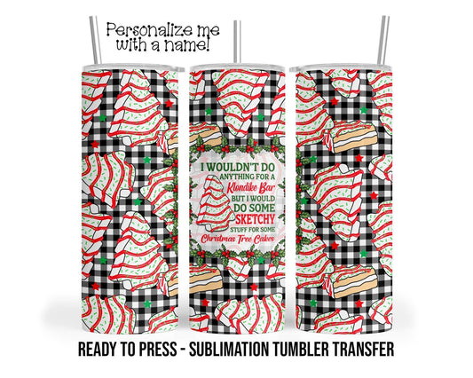 Sublimation Tumbler Transfer – 20oz Tumbler Wrap with Christmas Tree Design Ready to Press