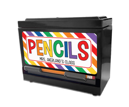 Pencil Dispenser Vinyl Decal Personalized with a name Waterproof Vinyl Decal for Teacher Classroom Pencil Dispensers, Straw dispenser decal
