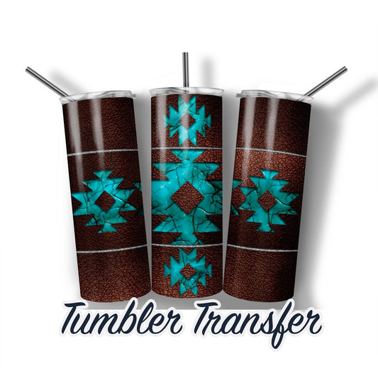 Leather Turquoise  Sublimation Transfer Print For 20 oz Tumbler - 30 oz Tumbler - Ready To press - Heat Transfers