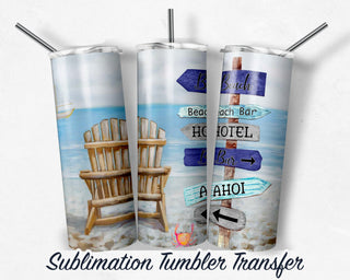 Beach  Sublimation Transfer Print For 20 oz Tumblers - 30 oz Tumblers - Ready To press - Heat Transfers SHIPS NEXT DAY