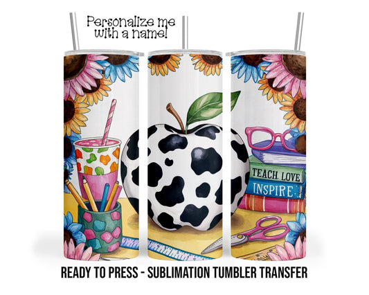 Teacher Appreciation Sublimation Tumbler Transfer Print For 20 oz Tumblers - 30 oz Tumblers - Ready To press Heat Transfers SHIPS NEXT DAY