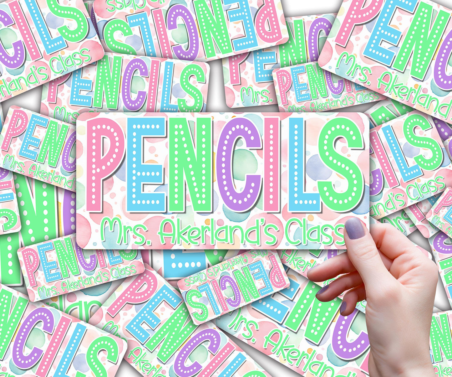 Pencil Dispenser Waterproof Vinyl Decal Personalized with a name, Teacher's Classroom Pencil Dispensers, Choose your color font for the name