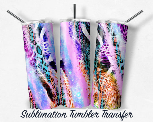Rainbow Leopard  Sublimation Transfer Print For 20 oz Tumblers - 30 oz Tumblers - Ready To press - Heat Transfers