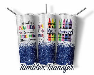 Blue Teacher Tumbler Sublimation Transfer | 20 oz & 30 oz