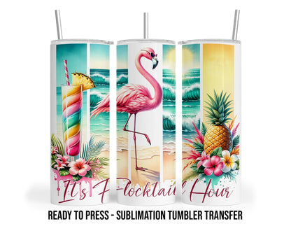 Flamingo Sublimation Transfer Print For 20oz Tumblers- 30 oz Tumbler - Ready To press - Heat Transfers SHIPS NEXT DAY