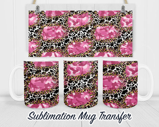 Cow Hide and Camo - Sublimation Transfer Print For 11 oz - 15 oz Mugs - Ready To press - Heat Transfer