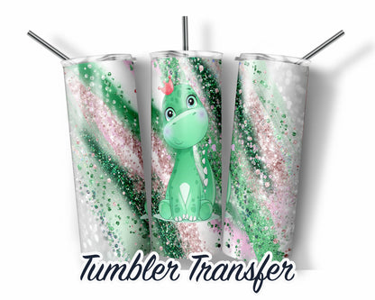 Green Dinosaur  Sublimation Transfer Print For 20 oz Tumblers - 30 oz Tumblers - Ready To press - Heat Transfers