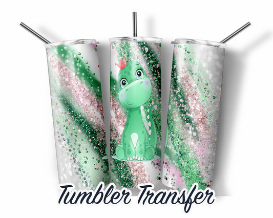 Green Dinosaur  Sublimation Transfer Print For 20 oz Tumblers - 30 oz Tumblers - Ready To press - Heat Transfers