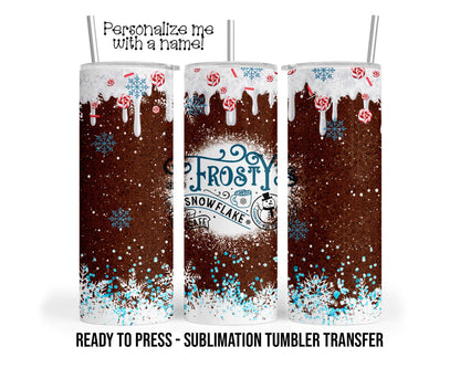 Christmas Frosty Snowflake Candy Sublimation Tumbler Transfer Print 20oz Tumbler, Ready To press Heat Transfer SHIPS NEXT DAY