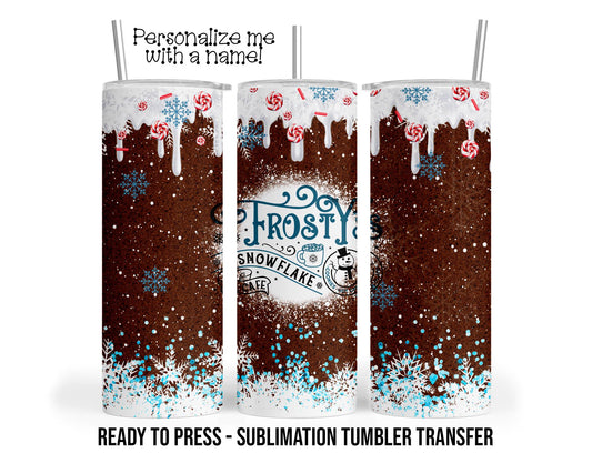 Christmas Frosty Snowflake Candy Sublimation Tumbler Transfer Print 20oz Tumbler, Ready To press Heat Transfer SHIPS NEXT DAY