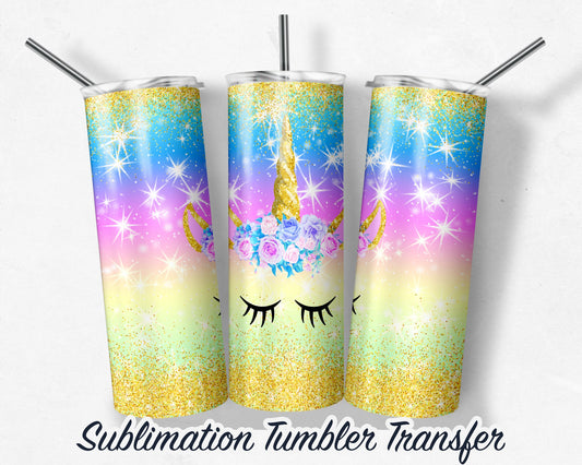 Unicorn  Sublimation Transfer Print For 20 oz Tumblers - 30 oz Tumblers - Ready To press - Heat Transfers SHIPS NEXT DAY