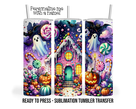 Fall Candy Theme, Candy House, Halloween Sublimation Tumbler Transfer Print 20oz Tumbler, Ready To press Heat Transfer SHIPS NEXT DAY
