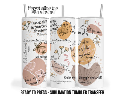 Bible Church Affirmations Sublimation Tumbler Transfer Print 20oz Tumbler, Ready To press Heat Transfer.