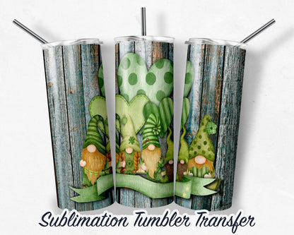 St. Patrick's Day Gnomes  Sublimation Transfer Print For 20 - 30 oz Tumblers - Ready to Press - Heat Transfers