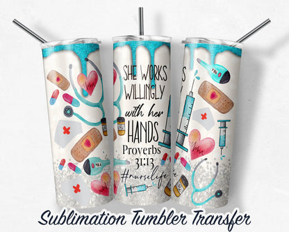 Nurse Daily Affirmations  Sublimation Transfer Print For 20 oz Tumblers - 30 oz Tumblers - RTP - Heat Transfers