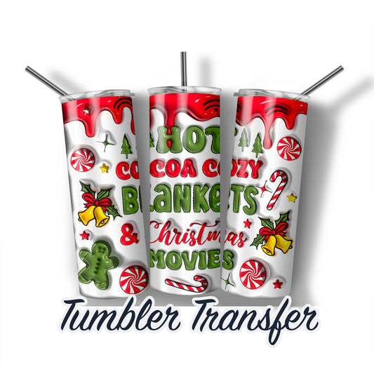 3D Puff Christmas Ready to Press Sublimation Transfer Print 20 oz - 30 oz Tumblers  Ships Next Day