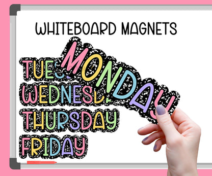 Days of the Week whiteboard Magnets, Teacher Rainbow Classroom Decor, Approx 3in x 10in, Custom classroom magnets, Monday - Friday or Custom
