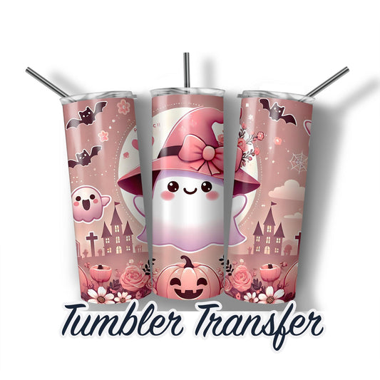Halloween Ghost  Sublimation Transfer Print For 20 oz Tumblers - 30 oz Tumblers - Ready To press Transfers - Ships Next Day
