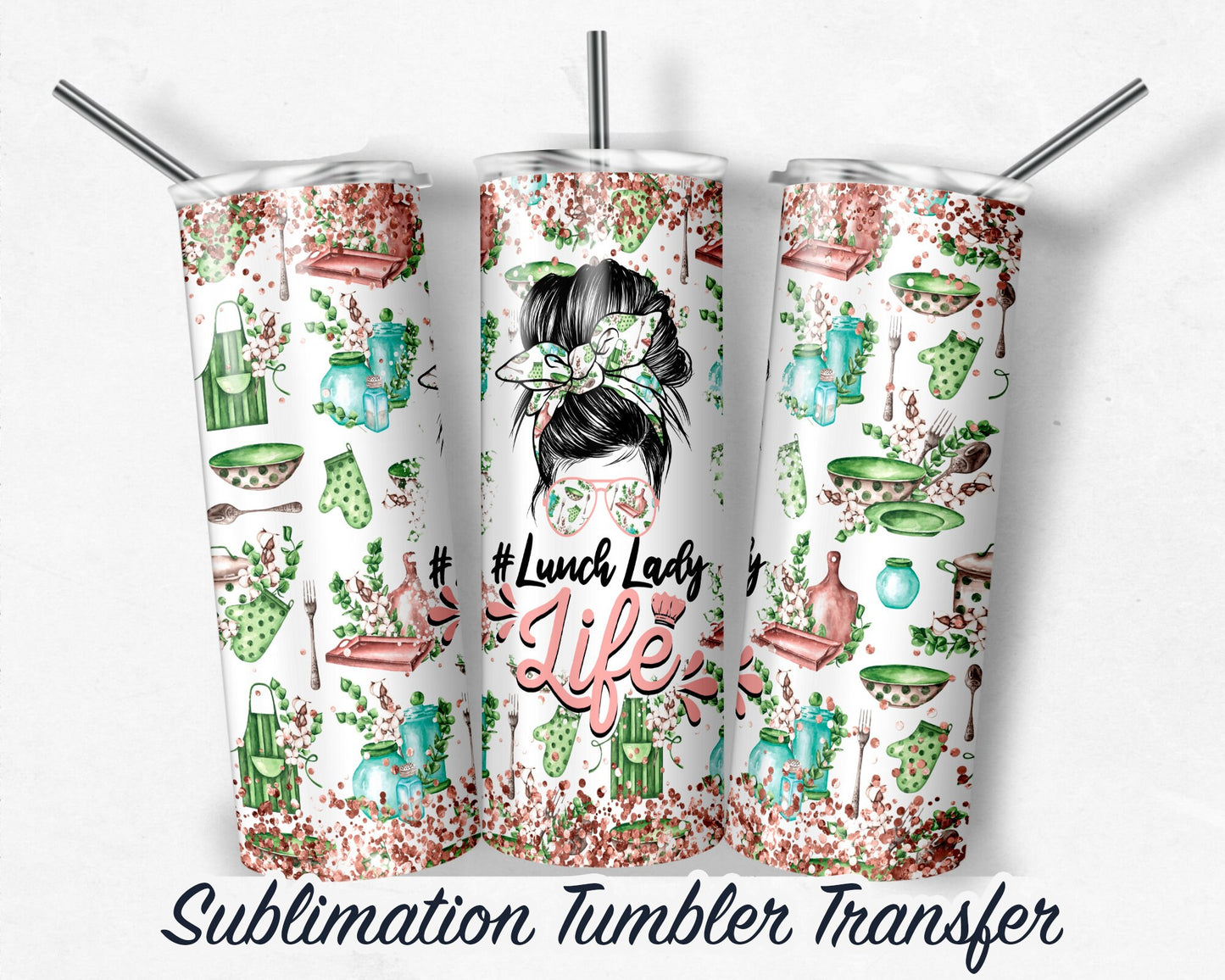 Lunch Lady  Sublimation Transfer Print For 20oz Tumblers- 30 oz Tumbler - Ready To press - Heat Transfers