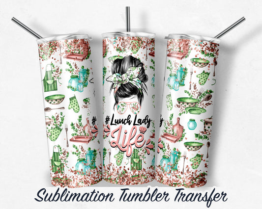 Lunch Lady  Sublimation Transfer Print For 20oz Tumblers- 30 oz Tumbler - Ready To press - Heat Transfers