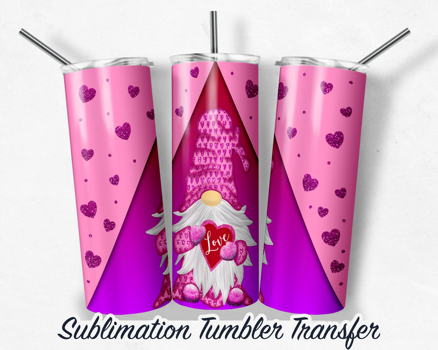 Gnome Valentine  Sublimation Transfer Print For 20oz Tumblers- 30 oz Tumbler - Ready To press - Heat Transfers