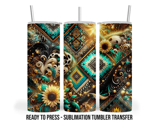 Southwestern Sublimation Transfer Print For 20 oz Tumblers - 30 oz Tumblers - Ready To press - Heat Transfers SHIPS NEXT DAY