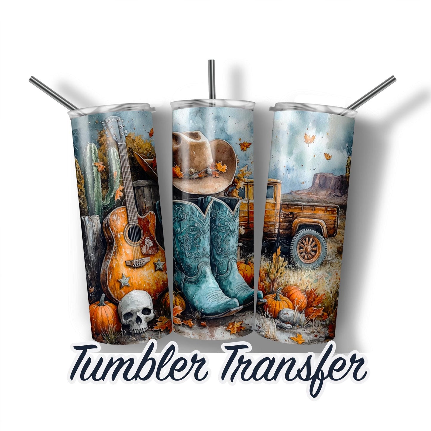 Western Boots Sublimation Transfer Print For 20oz Tumbler - 30 oz Tumbler - Ready To Press Heat Transfer, SHIPS NEXT DAY