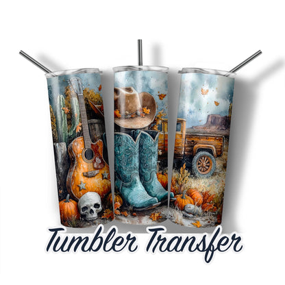 Western Boots Sublimation Transfer Print For 20oz Tumbler - 30 oz Tumbler - Ready To Press Heat Transfer, SHIPS NEXT DAY