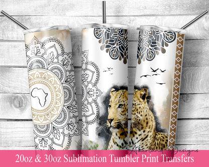Leopard -  Sublimation Transfer Print For 20 oz - 30 oz Skinny Tumbler - Ready To press - Heat Transfer