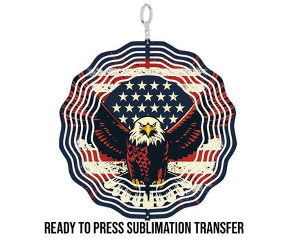 Patriotic Eagle Wind Spinner Sublimation Ready To press Heat Transfer SHIPS NEXT DAY