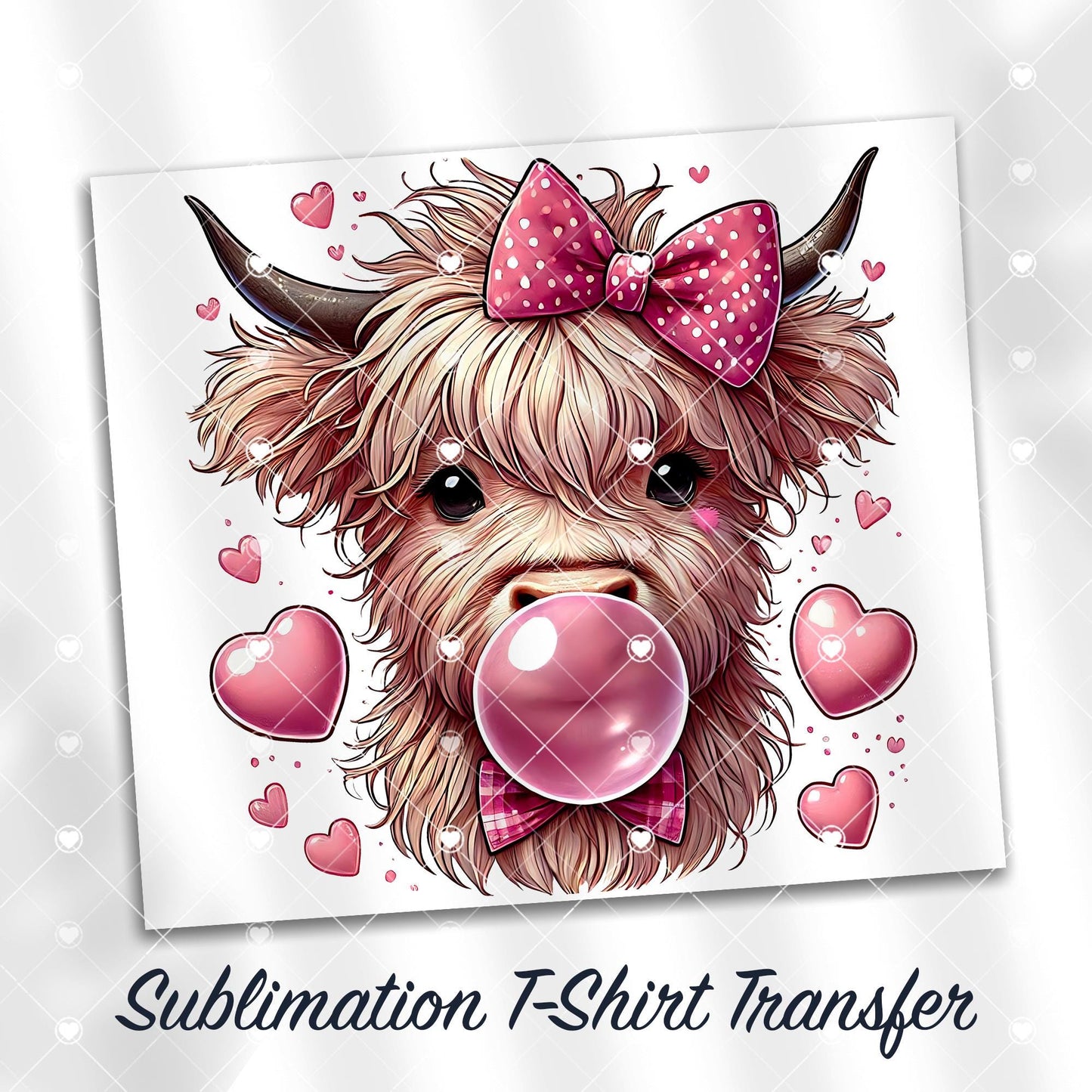 Highland Cow Valentines Sublimation Shirt Transfer, Ready to Press, SHIPS NEXT DAY