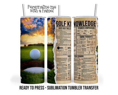 Golf Sublimation Tumbler Transfer Print For 20 oz Tumblers - 30 oz Tumblers - Ready To press - Heat Transfers SHIPS NEXT DAY