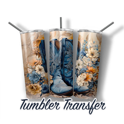 Western Boots Sublimation Transfer Print For 20oz Tumbler - 30 oz Tumbler - Ready To Press Heat Transfer, SHIPS NEXT DAY