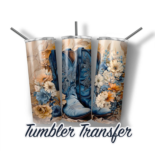 Western Boots Sublimation Transfer Print For 20oz Tumbler - 30 oz Tumbler - Ready To Press Heat Transfer, SHIPS NEXT DAY