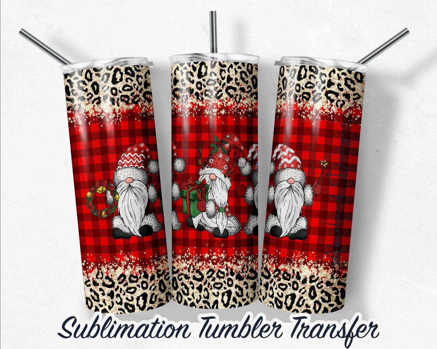 Gnome Christmas  Sublimation Transfer Print For 20 oz Tumbler - 30 oz Skinny Tumbler - Ready To press - Heat Transfers