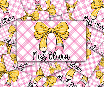 Custom Decal for Pencil Box Personalized with Name, 3.9 tall x 6.8 wide, Waterproof Decals for Students, Classroom Sticker, Pencil Box Check