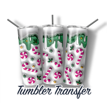 3d Puff Inflated Christmas  Sublimation Transfer Print For 20 oz - 30 oz Tumbler - Ready To press - Heat Transfers  SHIPS NEXT DAY