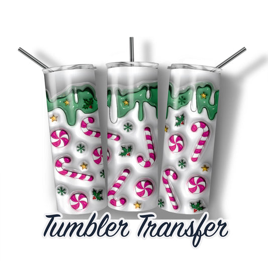 3d Puff Inflated Christmas  Sublimation Transfer Print For 20 oz - 30 oz Tumbler - Ready To press - Heat Transfers  SHIPS NEXT DAY