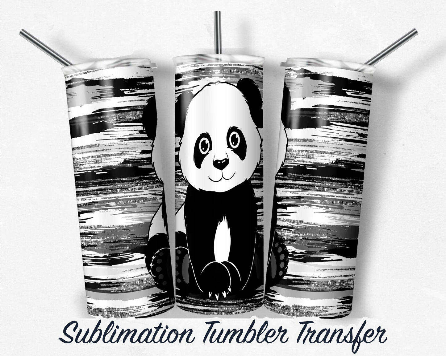 Panda -  Sublimation Transfer 20 oz Tumblers - 30 oz Tumblers - Ready To press - Heat Transfers SHIPS NEXT DAY