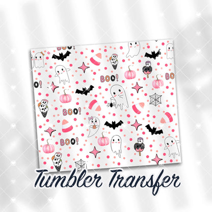 Ghost Halloween Sublimation Transfer Print For 20 oz - 30 oz Tumbler - Ready To Press Heat Transfers Ships Next Day -NOT A DIGITAL