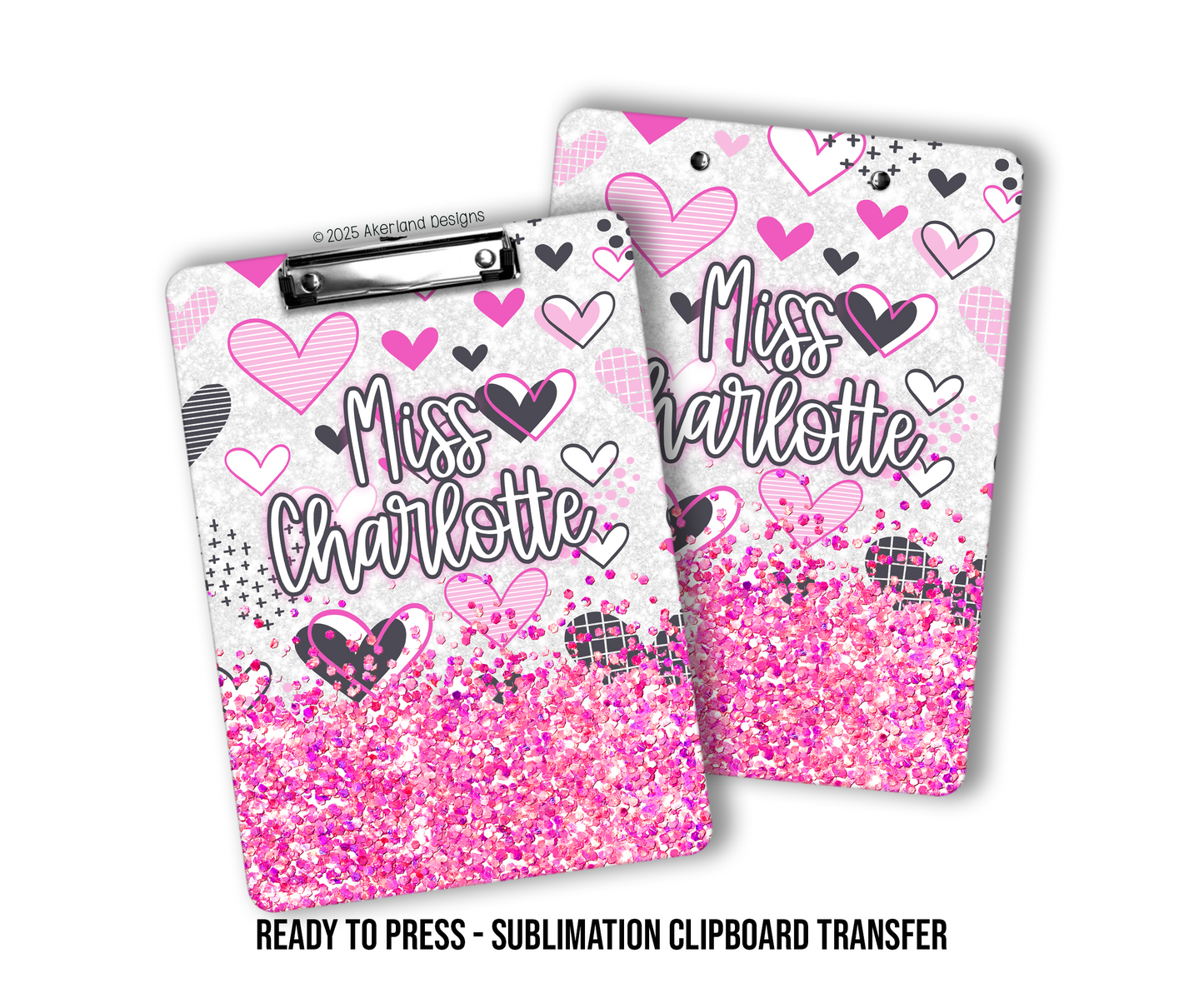 Heart Theme Sublimation Clipboard Ready to Press Transfer with personalization SHIPS NEXT DAY