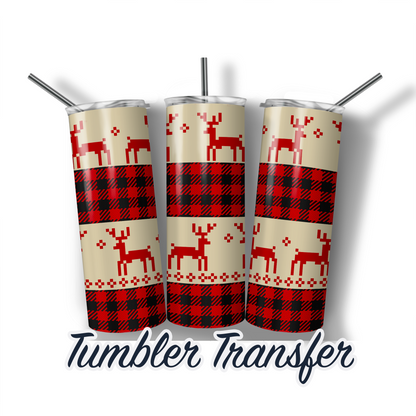 Reindeer Tumbler  Sublimation Transfer Print For 20 oz Tumbler - 30 oz Skinny Tumbler - Ready To press - Heat Transfers