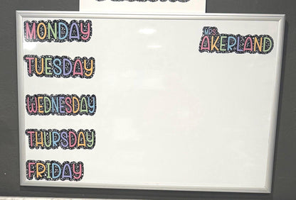 Days of the Week whiteboard Magnets, Teacher Rainbow Classroom Decor, Approx 3in x 10in, Custom classroom magnets, Monday - Friday or Custom
