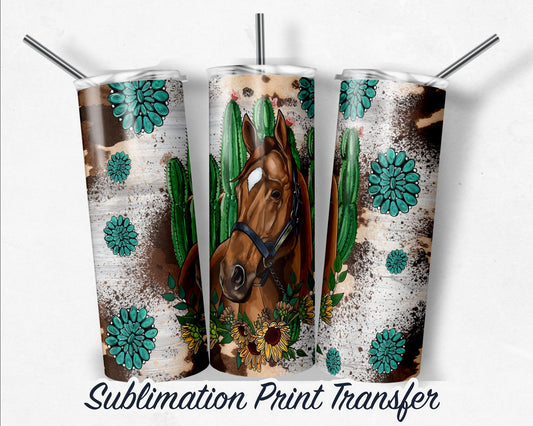 Horse  Sublimation Transfer Print For 20 oz Tumbler - 30 oz Skinny Tumbler - RTP - Heat Transfers