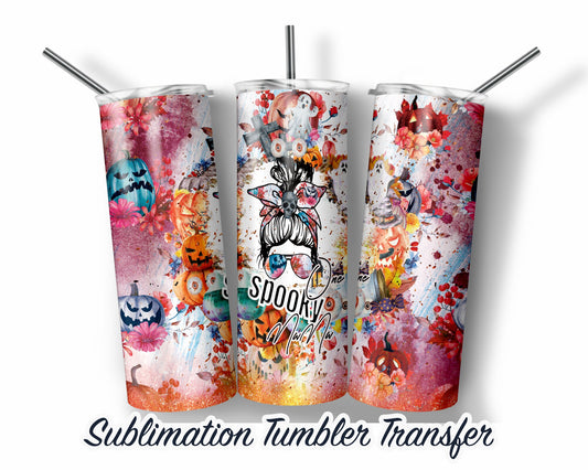 One Spooky Mama  Sublimation Transfer Print For 20 oz Tumbler - 30 oz Skinny Tumbler - Ready To press - Heat Transfers