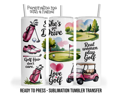 Ladies Golf Sublimation Transfer Print For 20 oz Tumbler - 30 oz  Tumbler - Ready To press - Heat Transfers